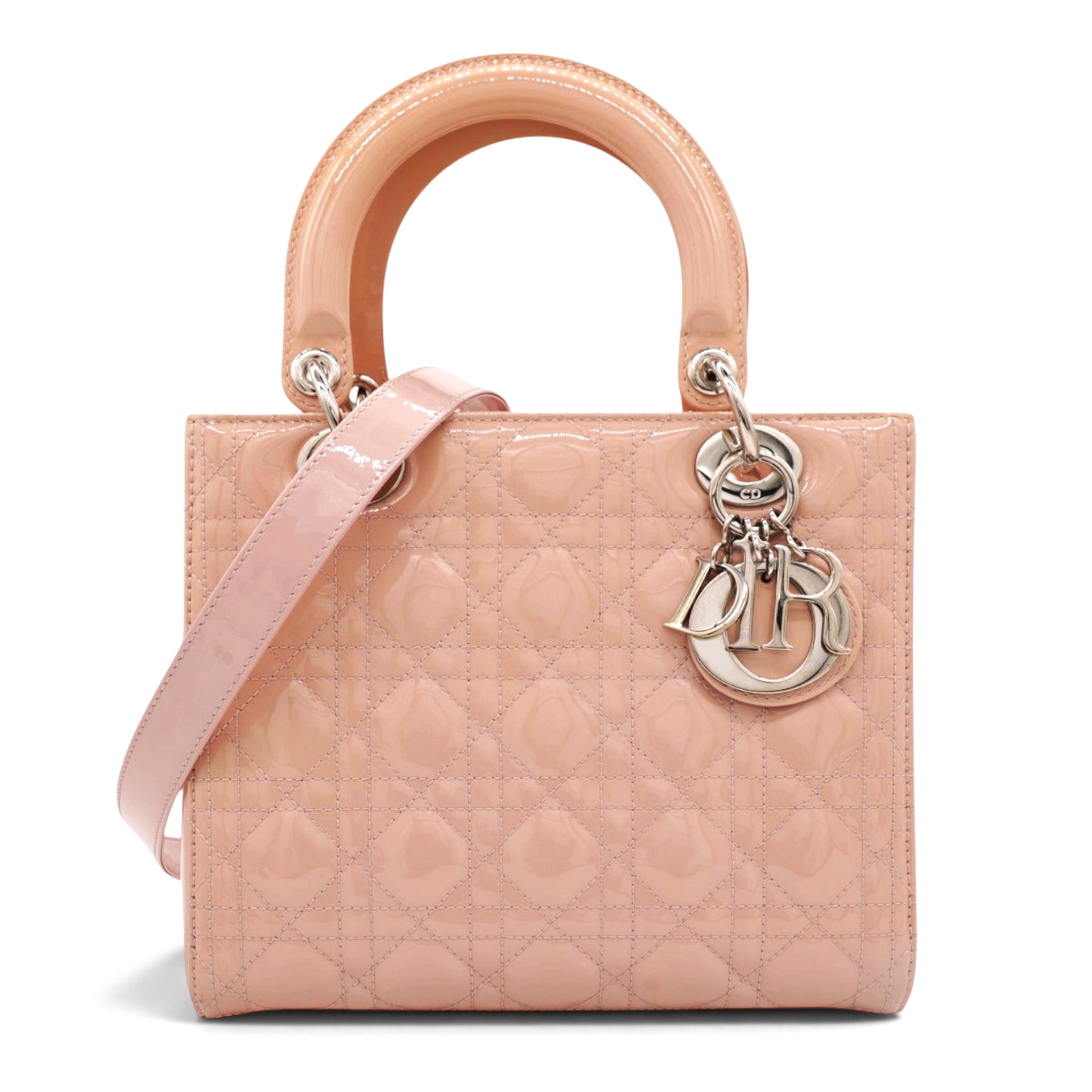 Christian Dior Patent Cannage Medium Lady Dior Light Pink 