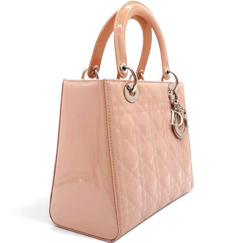 Christian Dior Patent Cannage Medium Lady Dior Light Pink 