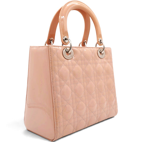 Christian Dior Patent Cannage Medium Lady Dior Light Pink 