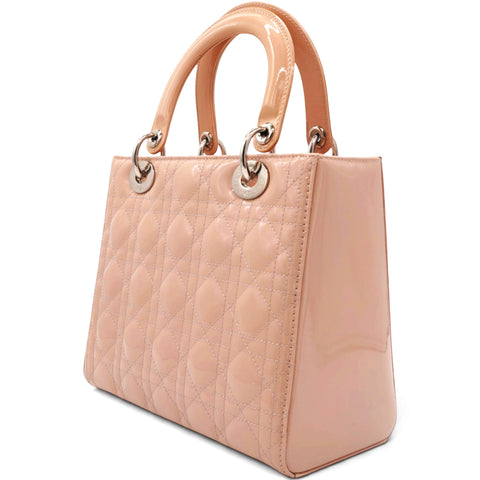 Christian Dior Patent Cannage Medium Lady Dior Light Pink 