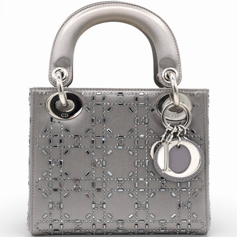 Christian Dior Satin Crystal Cannage Mini Lady Dior