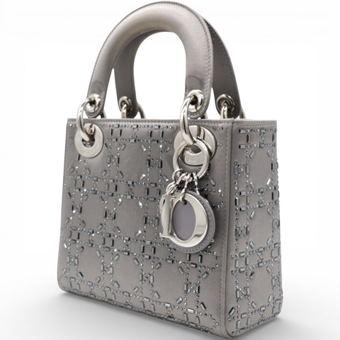 Christian Dior Satin Crystal Cannage Mini Lady Dior