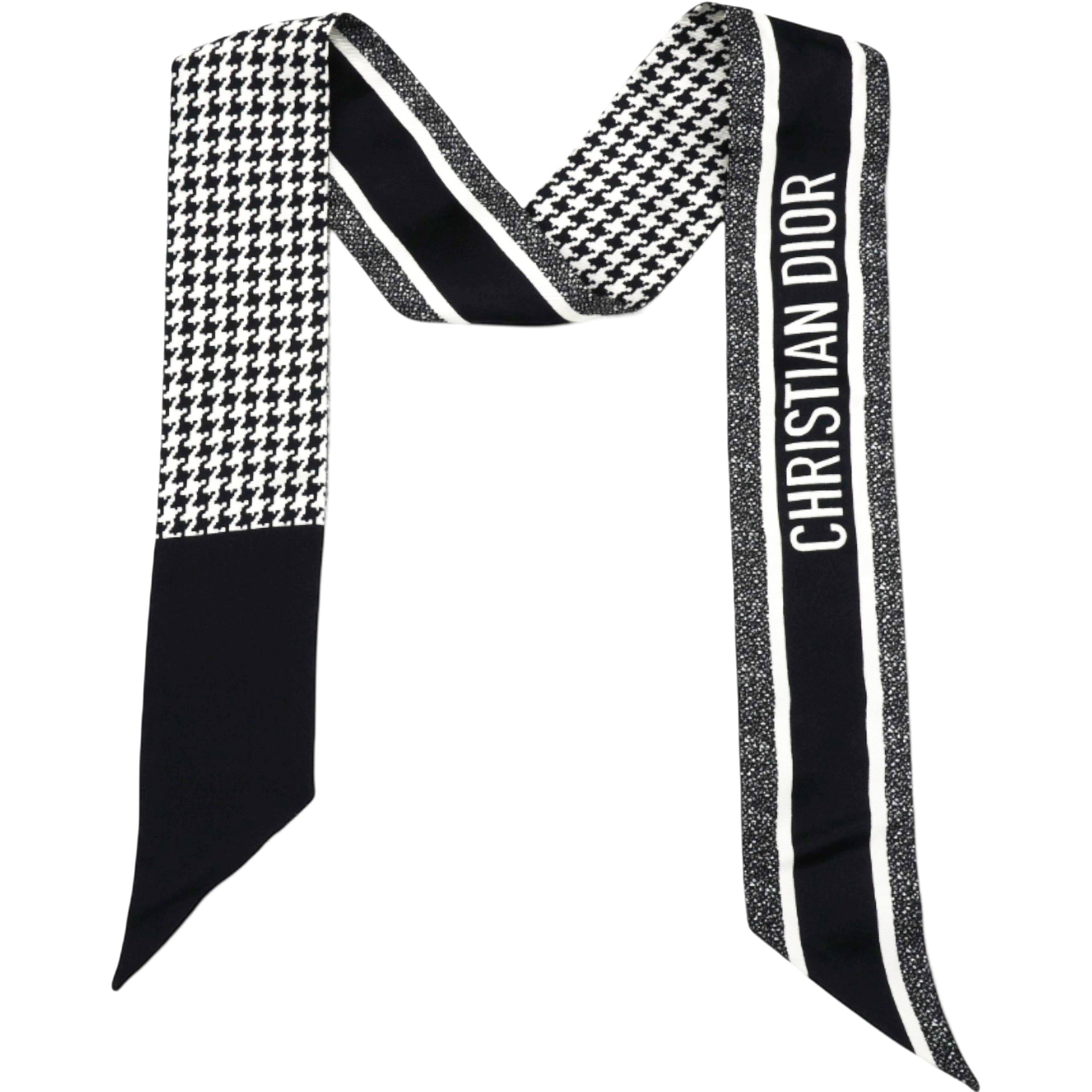 Christian Dior Silk 30 Montaigne Mitzah Scarf Black White 