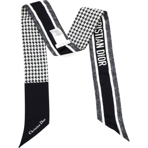 Christian Dior Silk 30 Montaigne Mitzah Scarf Black White 