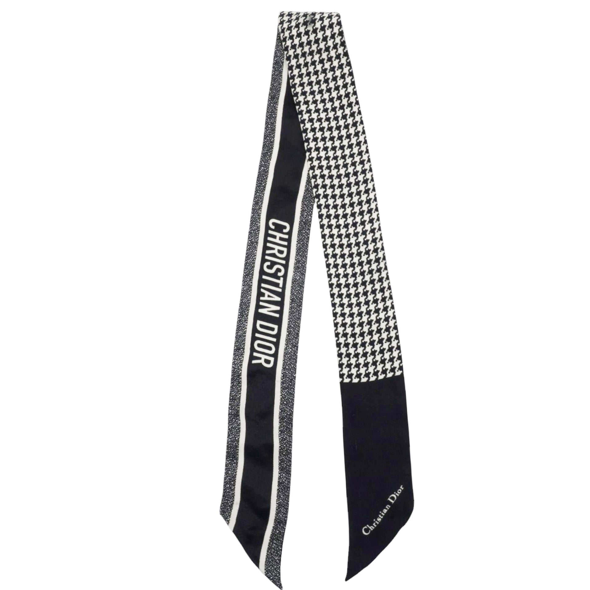 Christian Dior Silk 30 Montaigne Mitzah Scarf Black White 