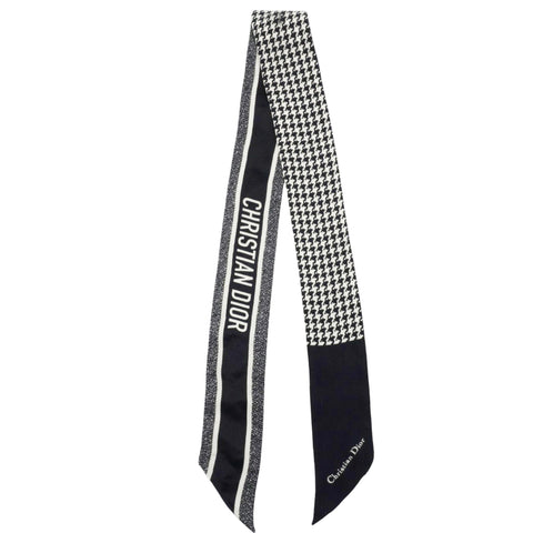 Christian Dior Silk 30 Montaigne Mitzah Scarf Black White 