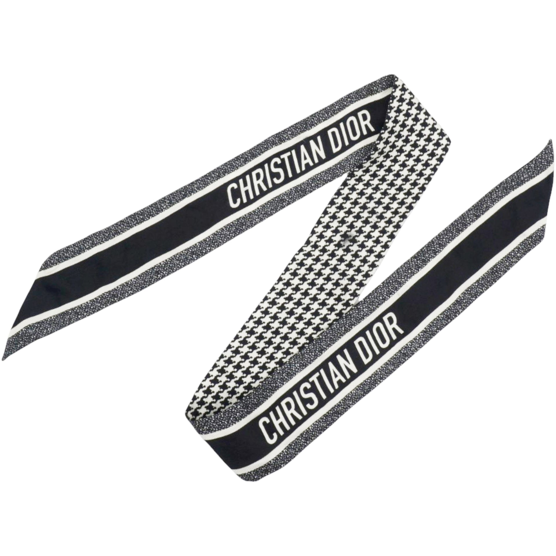 Christian Dior Silk 30 Montaigne Mitzah Scarf Black White  