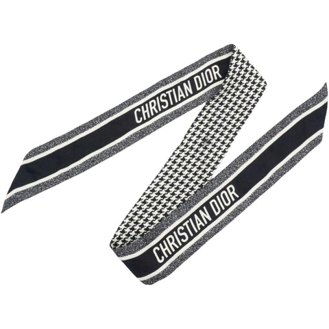 Christian Dior Silk 30 Montaigne Mitzah Scarf Black White  