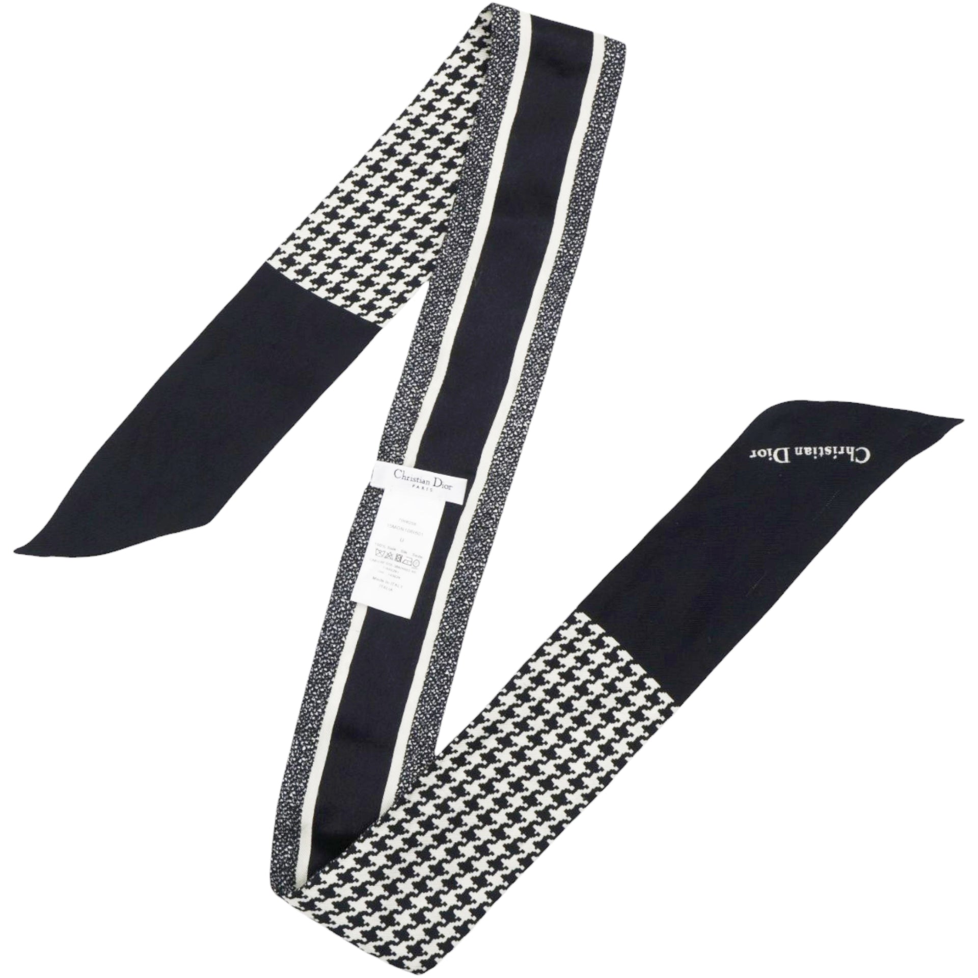 Christian Dior Silk 30 Montaigne Mitzah Scarf Black White  