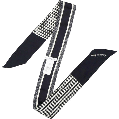 Christian Dior Silk 30 Montaigne Mitzah Scarf Black White  