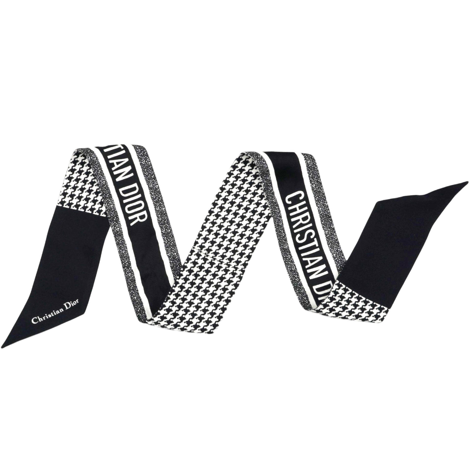 Christian Dior Silk 30 Montaigne Mitzah Scarf Black White 