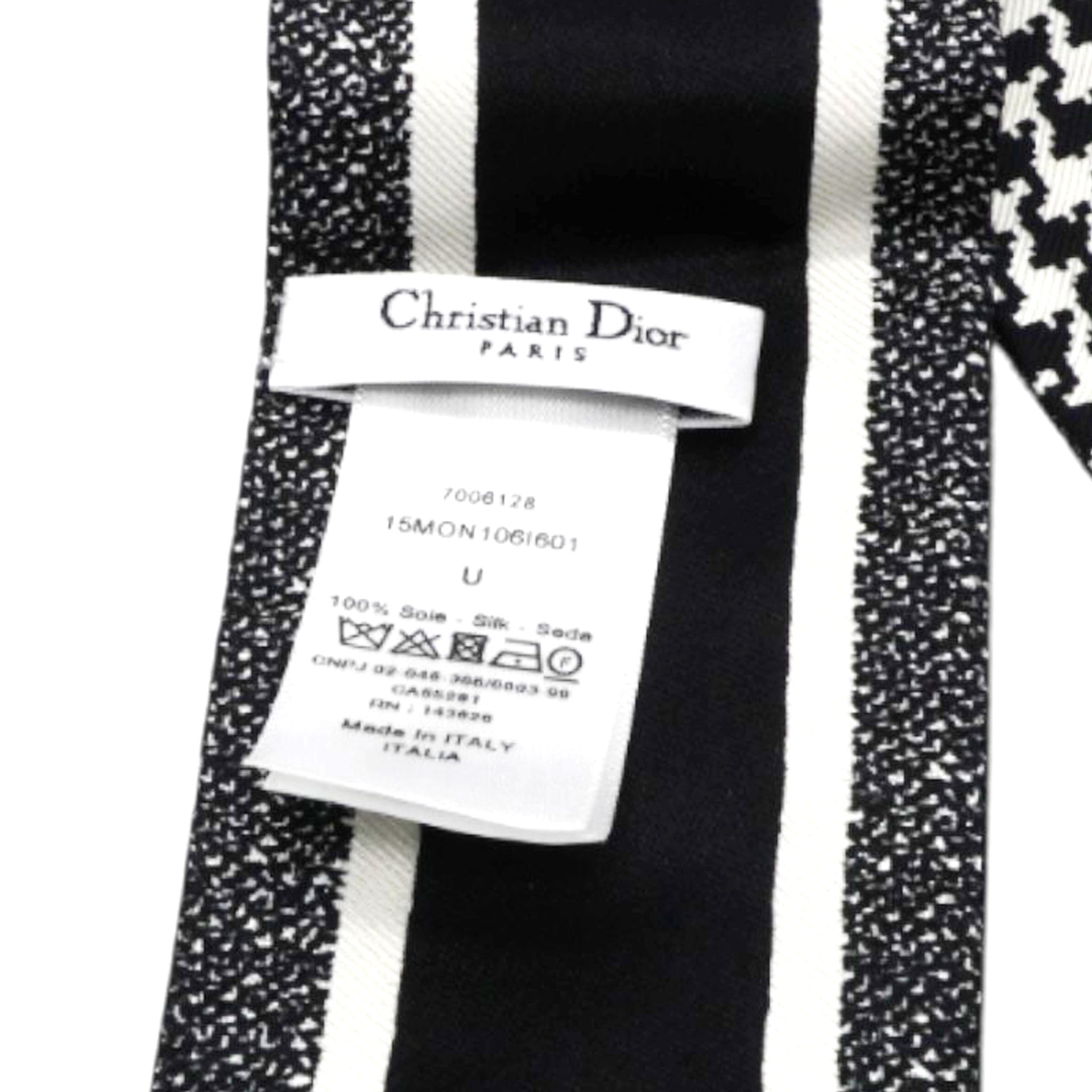 Christian Dior Silk 30 Montaigne Mitzah Scarf Black White 