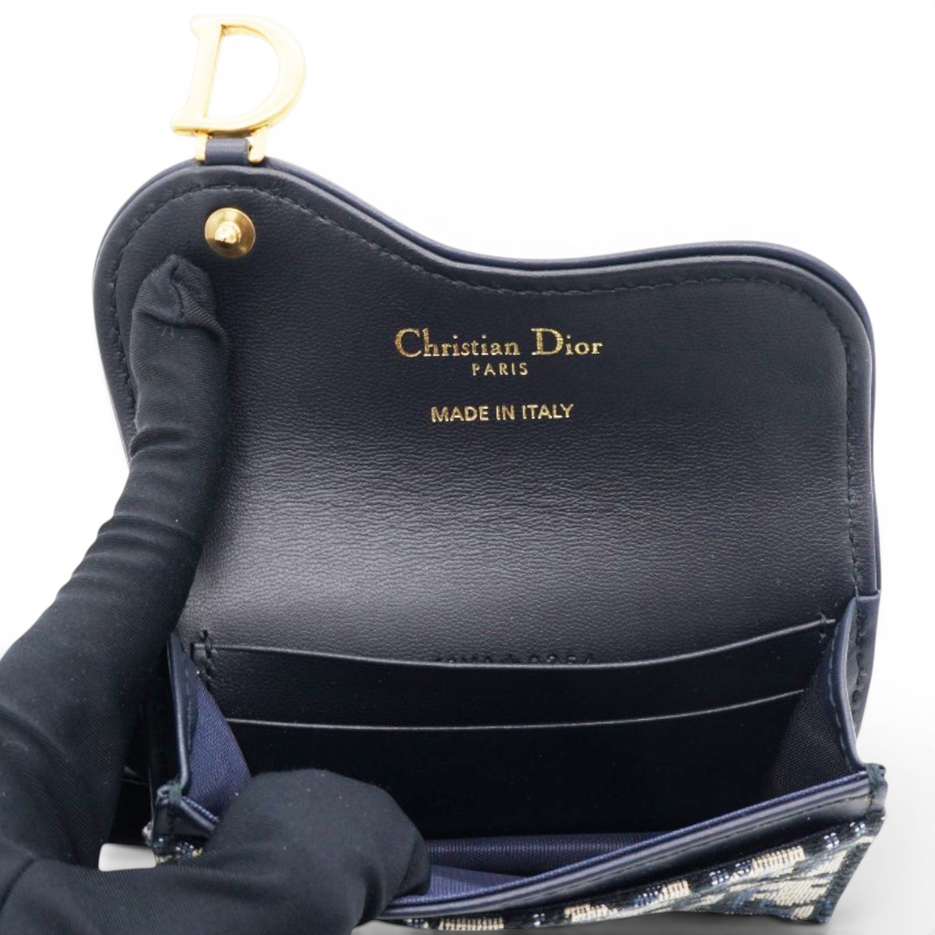 Christian Dior Smooth Calfskin Oblique Saddle Lotus Wallet Blue 