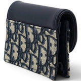Christian Dior Smooth Calfskin Oblique Saddle Lotus Wallet Blue 