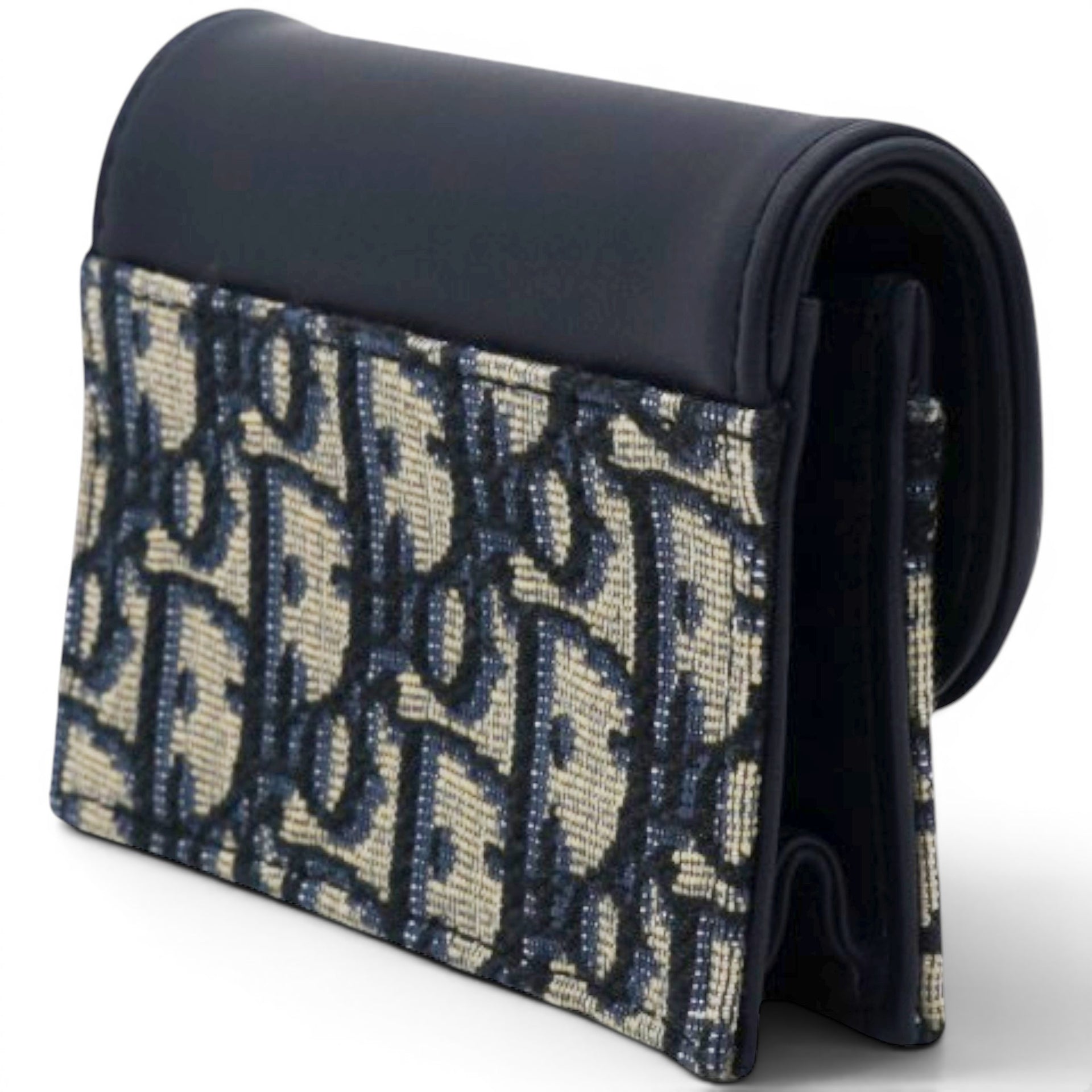 Christian Dior Smooth Calfskin Oblique Saddle Lotus Wallet Blue 