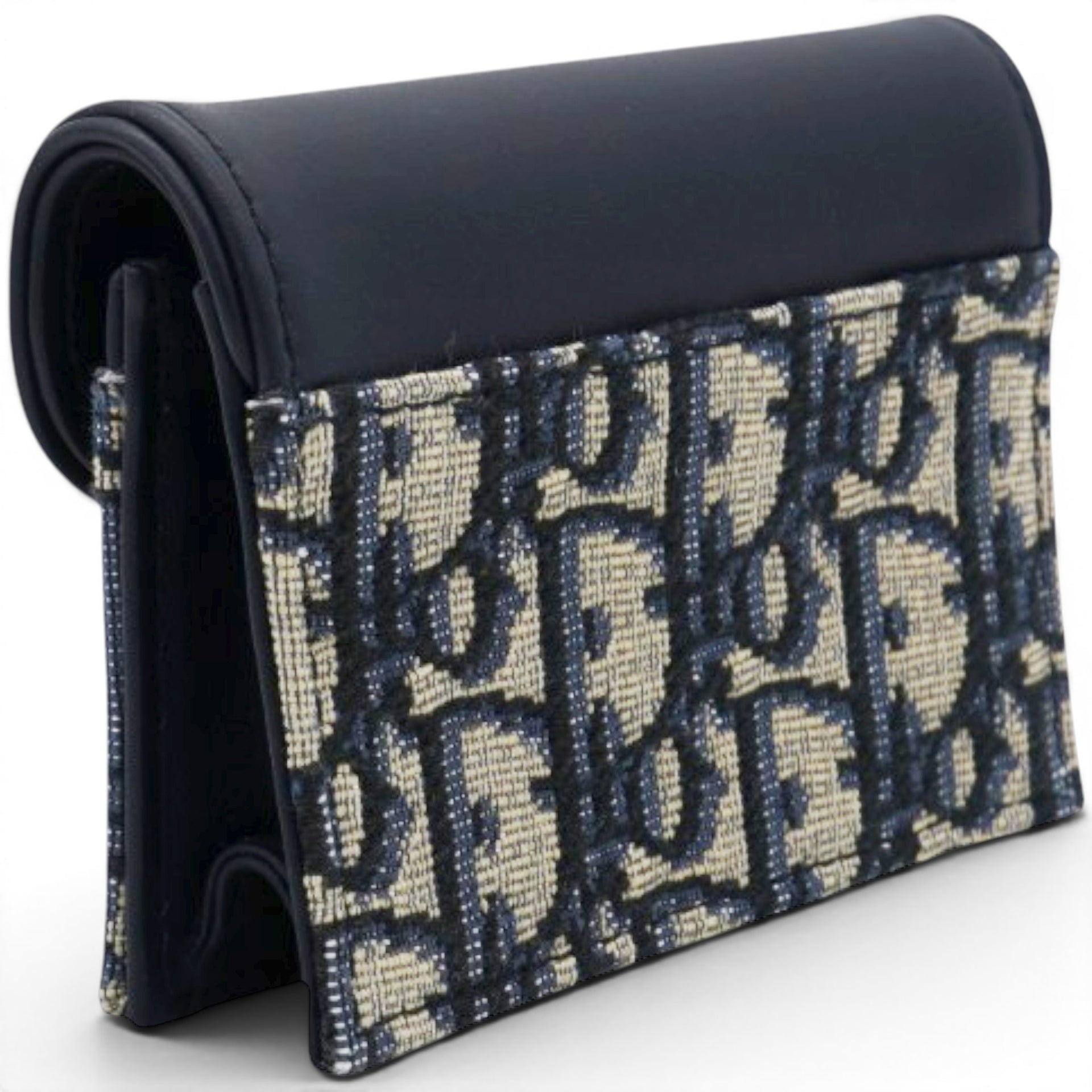Christian Dior Smooth Calfskin Oblique Saddle Lotus Wallet Blue 