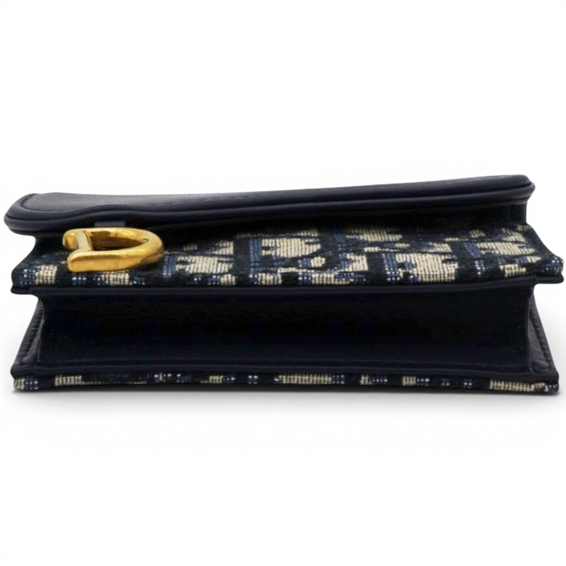 Christian Dior Smooth Calfskin Oblique Saddle Lotus Wallet Blue 