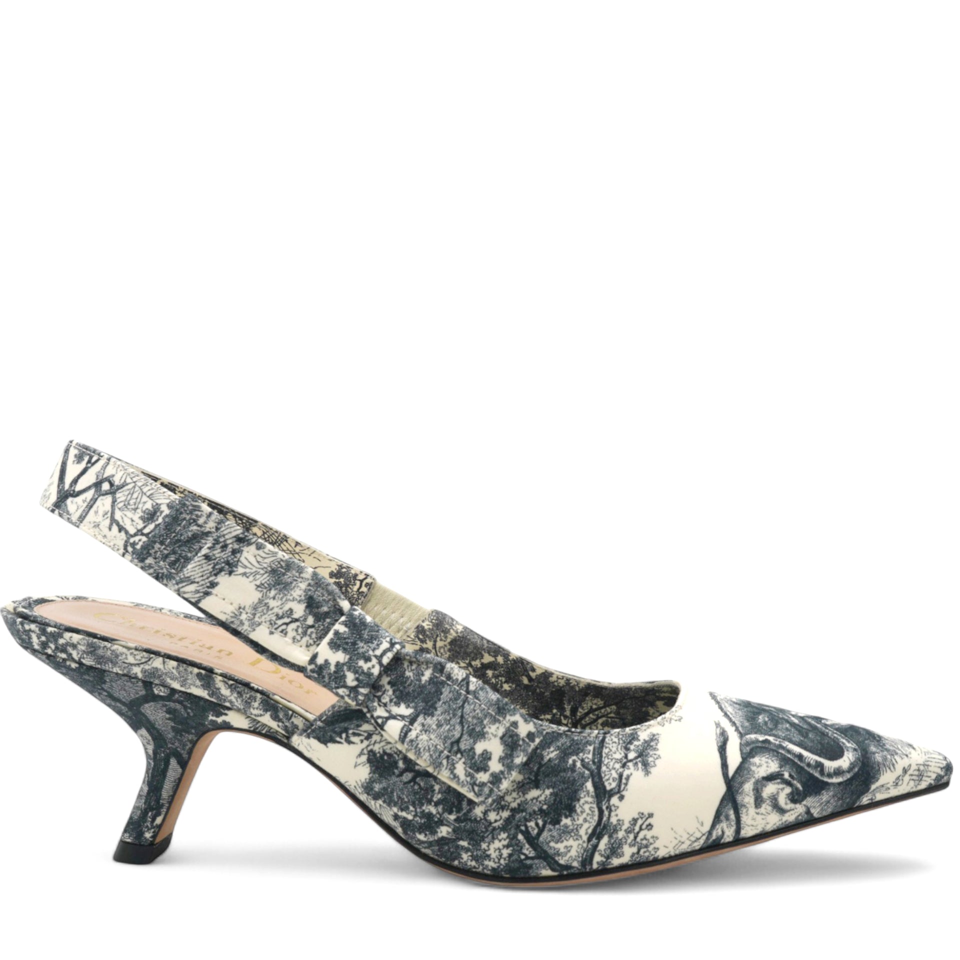 Christian Dior  Toile De Jouy Sweet D Slingback Pumps  Off White Size 36.5 