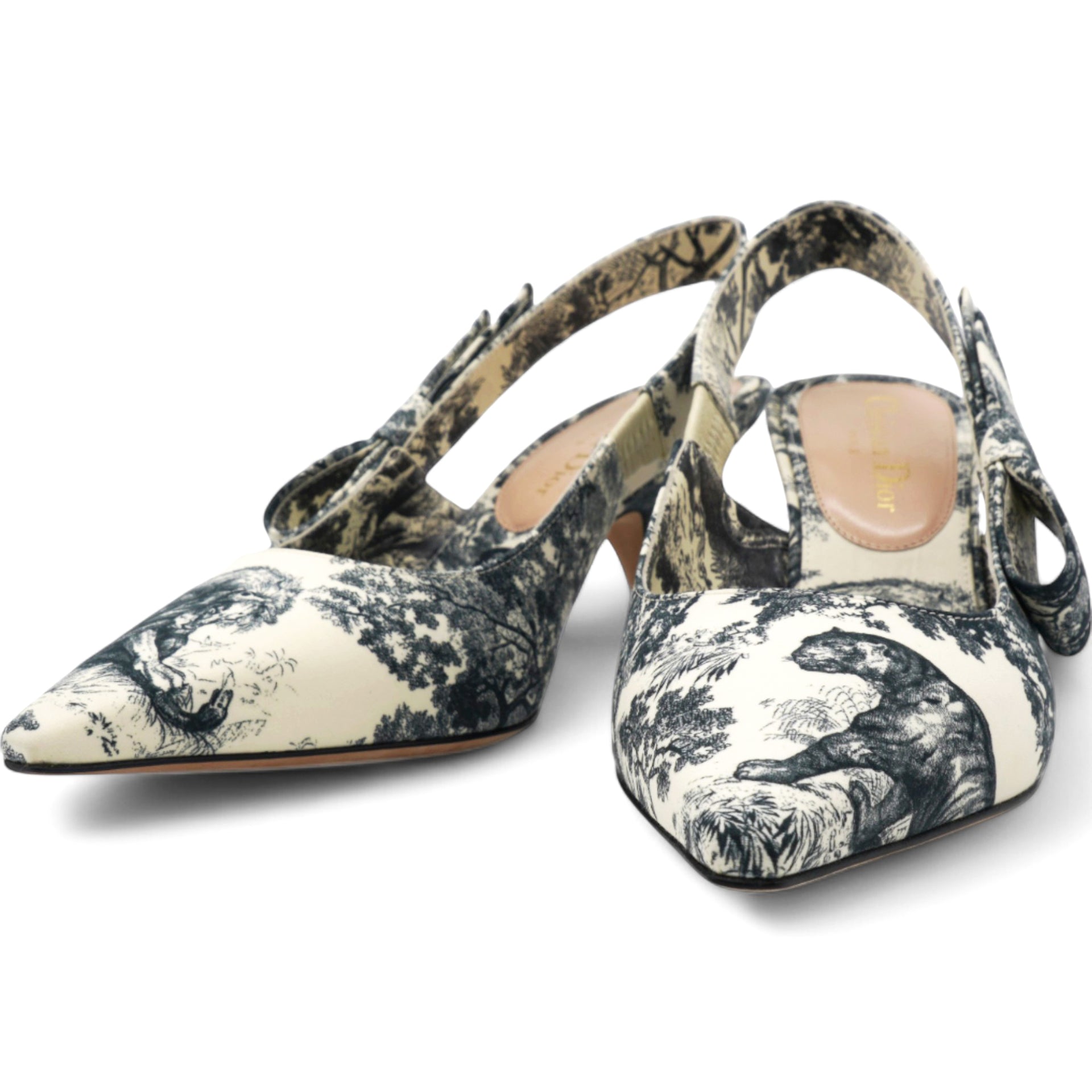 Christian Dior  Toile De Jouy Sweet D Slingback Pumps  Off White Size 36.5 