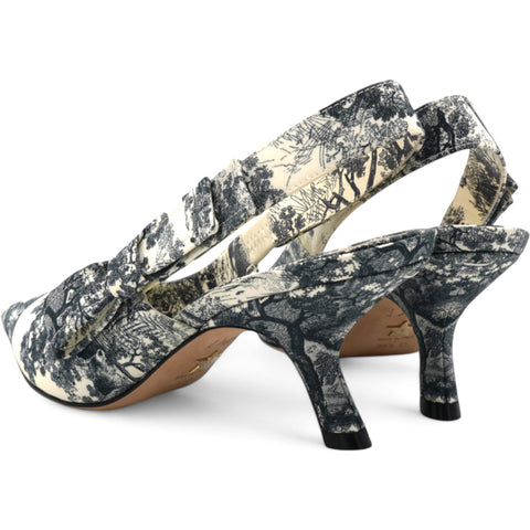 Christian Dior  Toile De Jouy Sweet D Slingback Pumps  Off White Size 36.5 
