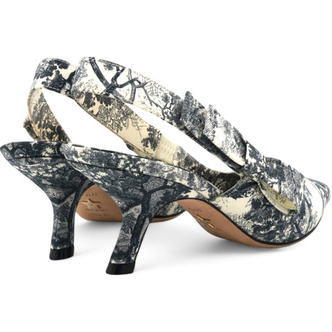 Christian Dior  Toile De Jouy Sweet D Slingback Pumps  Off White Size 36.5 