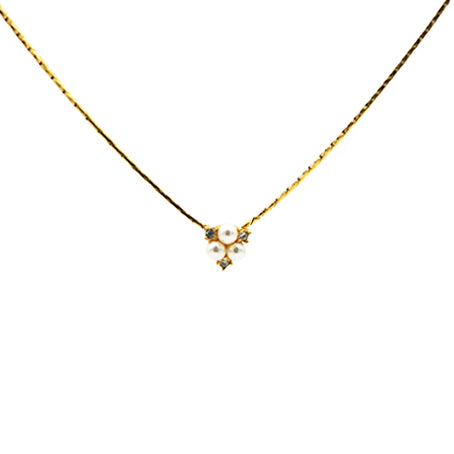 Christian Dior Vintage 3 Pearl Golden Necklace With Rhinestone 