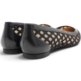 Christian Louboutin Black Leather and Lace Pointed Toe Ballet Flats Size35 