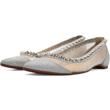 Christian Louboutin Silver Flat Point Toe Shoe Size34 