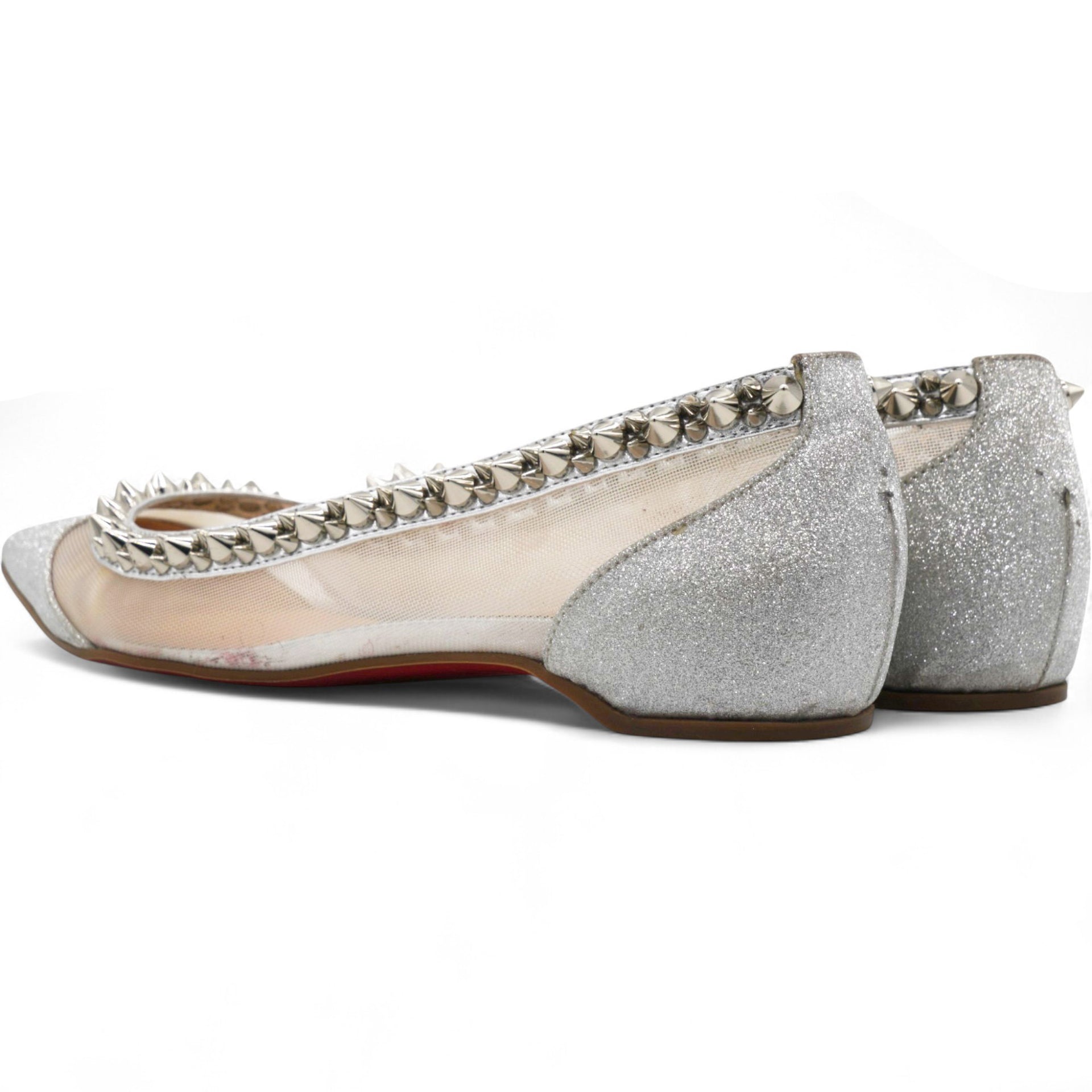 Christian Louboutin Silver Flat Point Toe Shoe Size34 