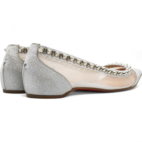 Christian Louboutin Silver Flat Point Toe Shoe Size34 