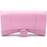 Hourglass leather Wallet on Chain Pink