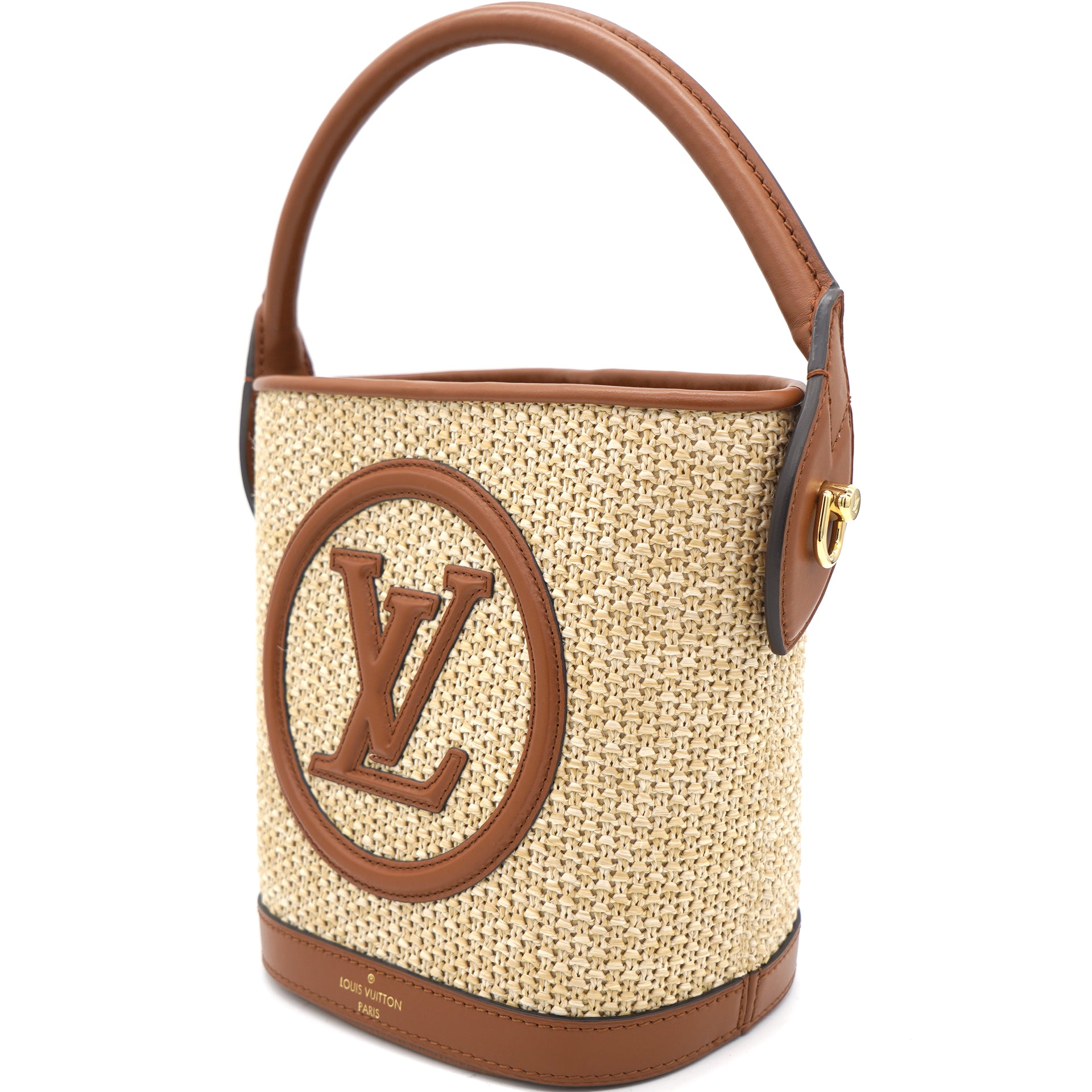 Louis Vuitton Petit Bucket Bag Raffia and Leather Brown 17517737