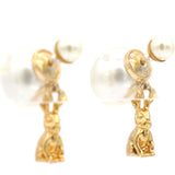 Tribales Earrings with Gold Metal Rabbit Accents and Pearls