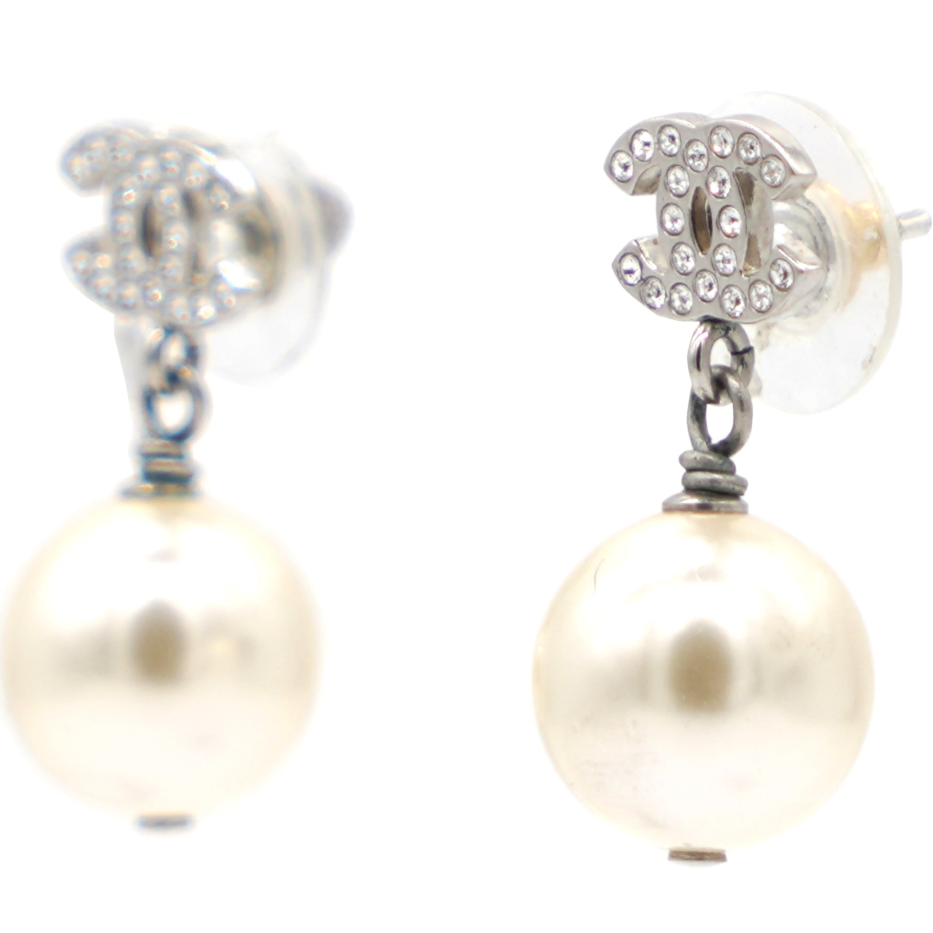 CHANEL CC Round Drop Earrings with Pearls - Timeless Luxuries