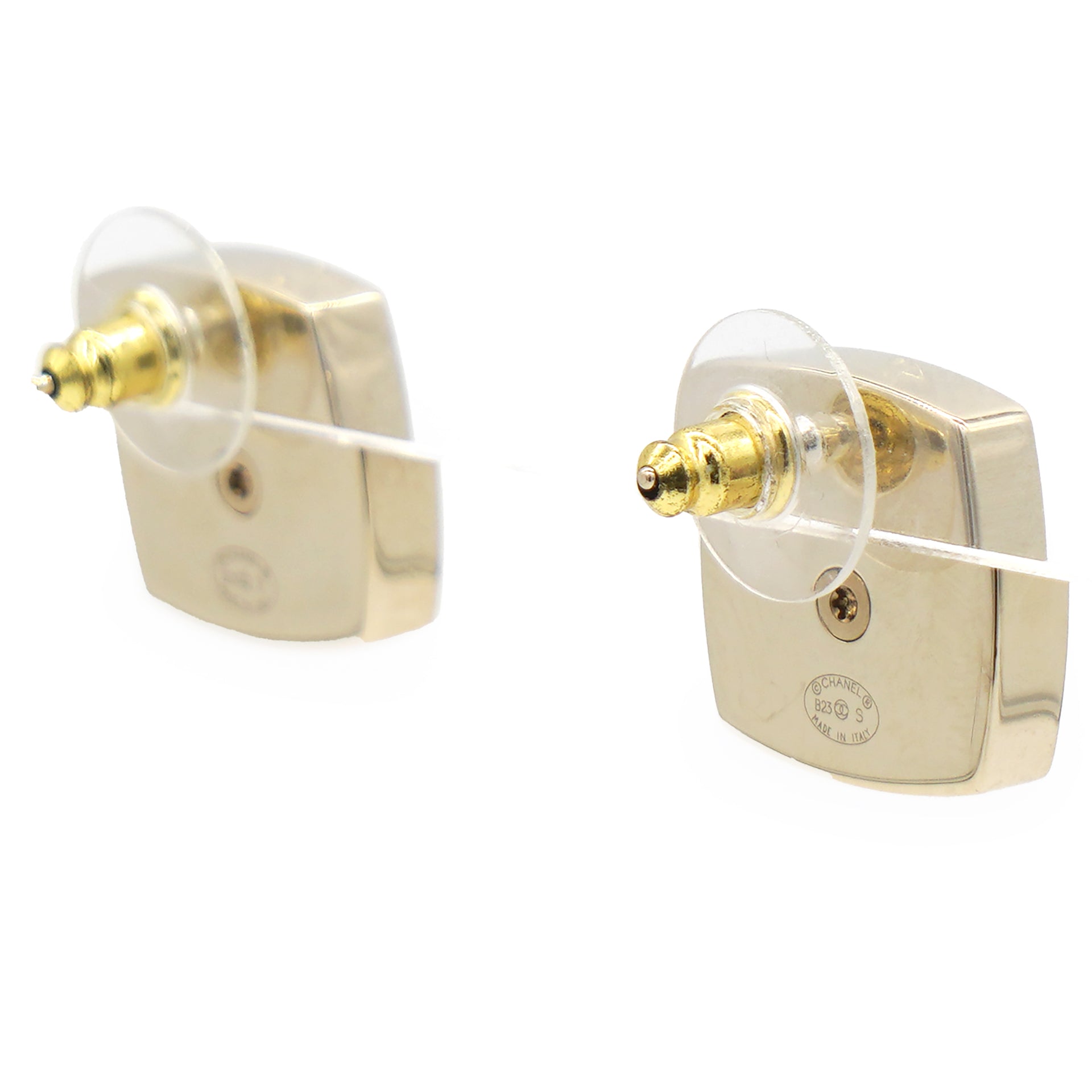 Faux Pearl and Crystal CC Stud Earrings