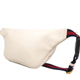 White Pebbled Leather Large Logo Web Belt Bag