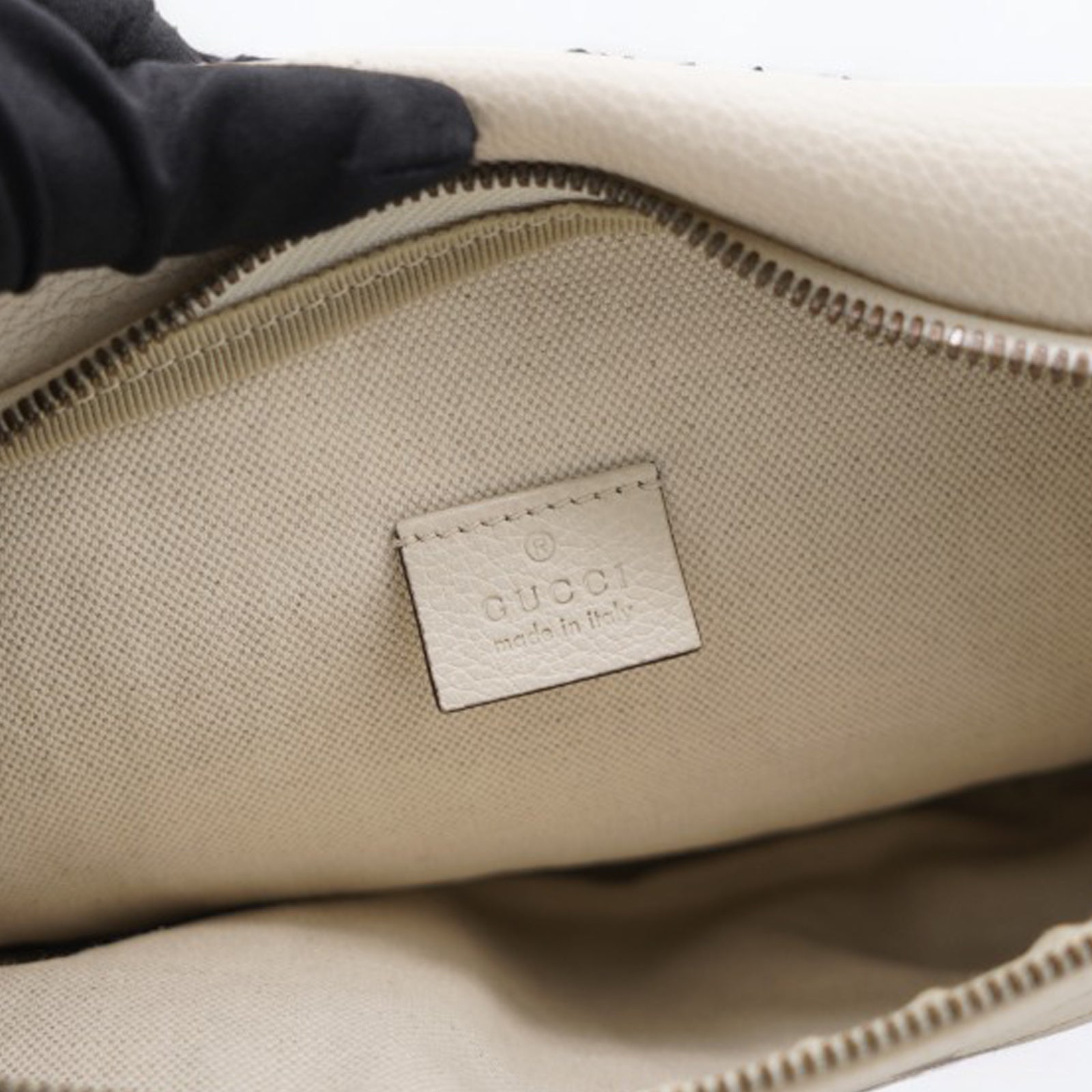 White Pebbled Leather Large Logo Web Belt Bag