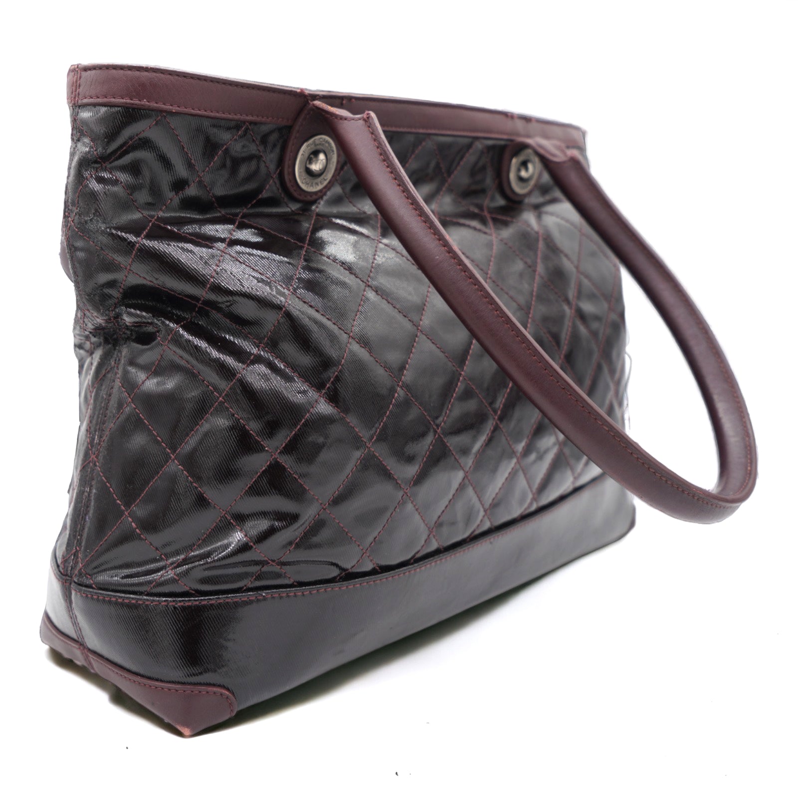 Glazed Quilted Tote Wine