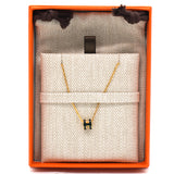 Hermes Pop H Mini Vert Cypres Lacquer Yellow Gold-Plated Pendant