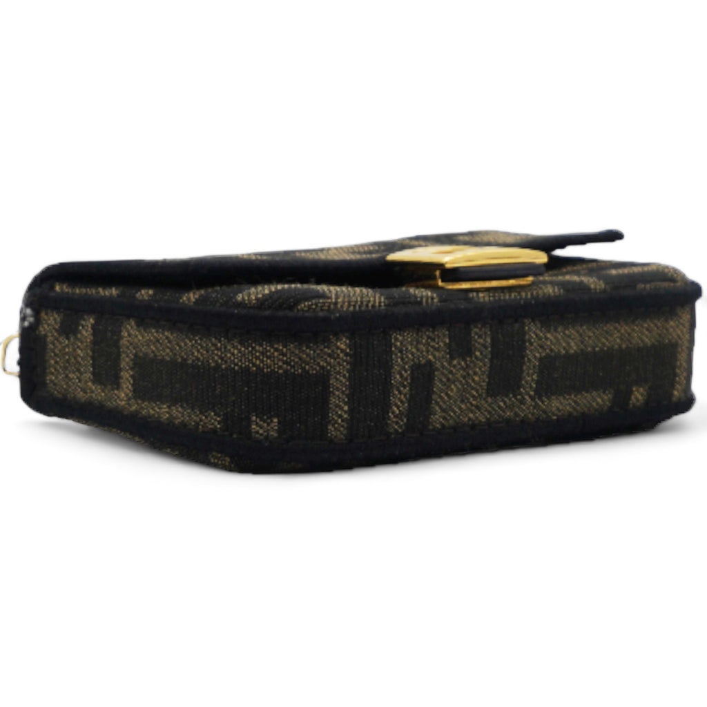 fabric jacquard ff 1974 medium baguette tobacco moro black Mini , Brown, One Size- Fendi Tonal stitching.Estimated Retail Price FENDI Fabric Jacquard FF 1974