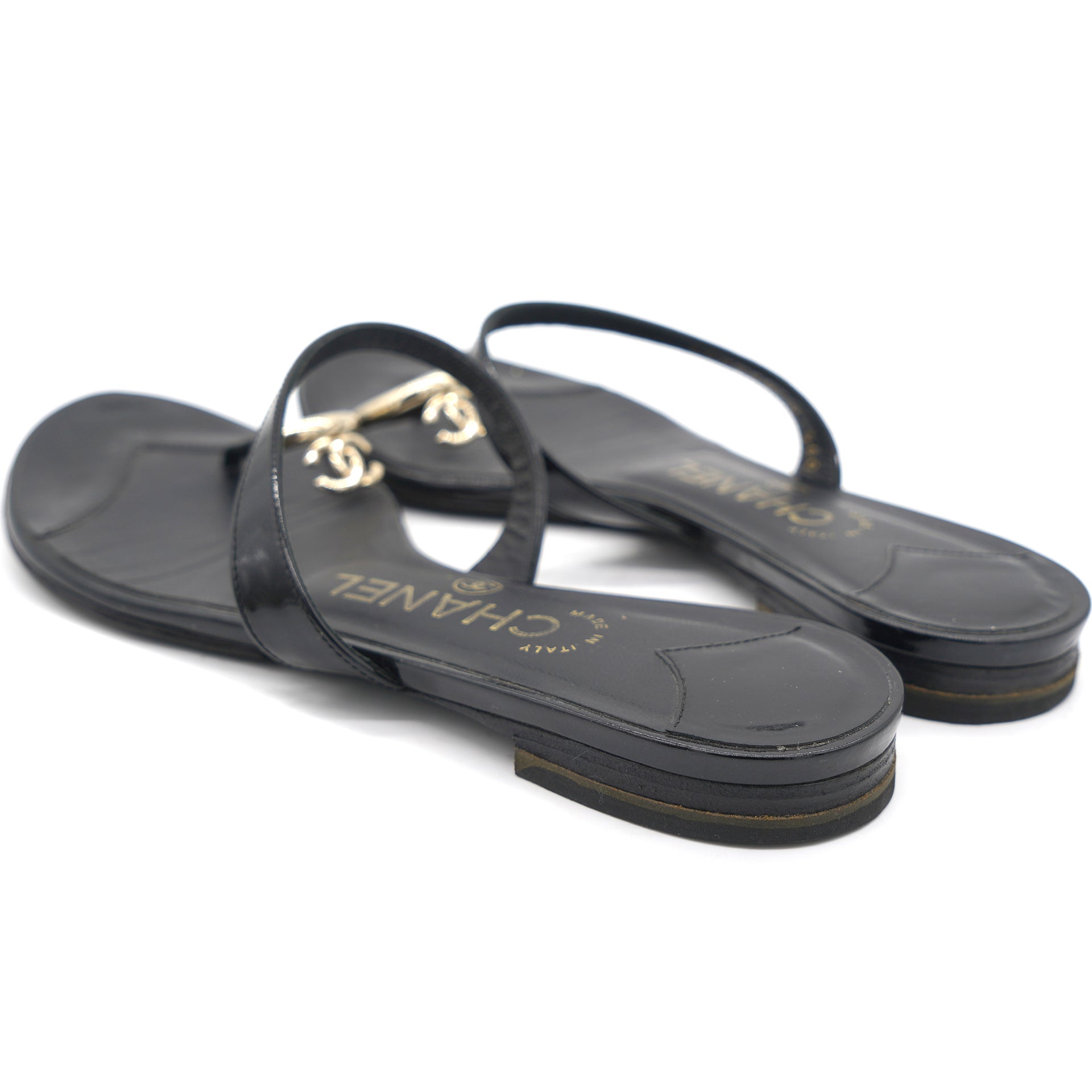 Chanel Slip-On Black Sandals 37.5 – STYLISHTOP