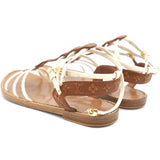 White and Brown Leather Key West Sandals 38