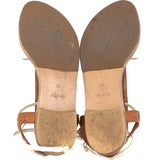 White and Brown Leather Key West Sandals 38