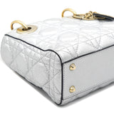 Lambskin Cannage Supple Mini Lady Dior Metallic Silver