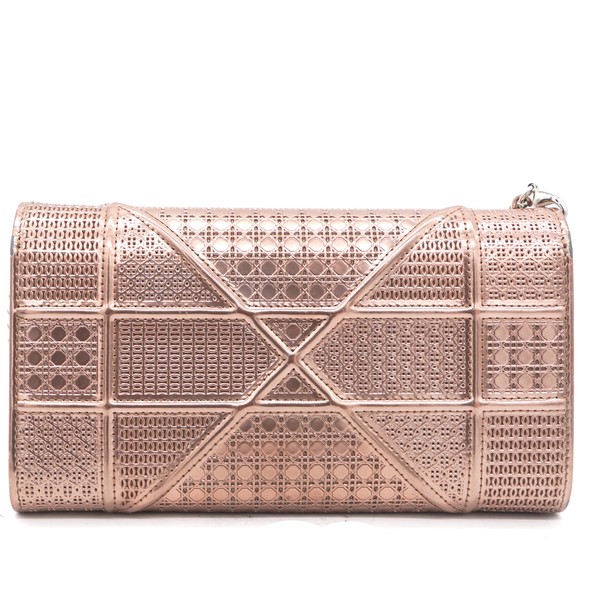 Metallic Patent Micro-Cannage Diorama Croisiere Chain Wallet Hyper Pink