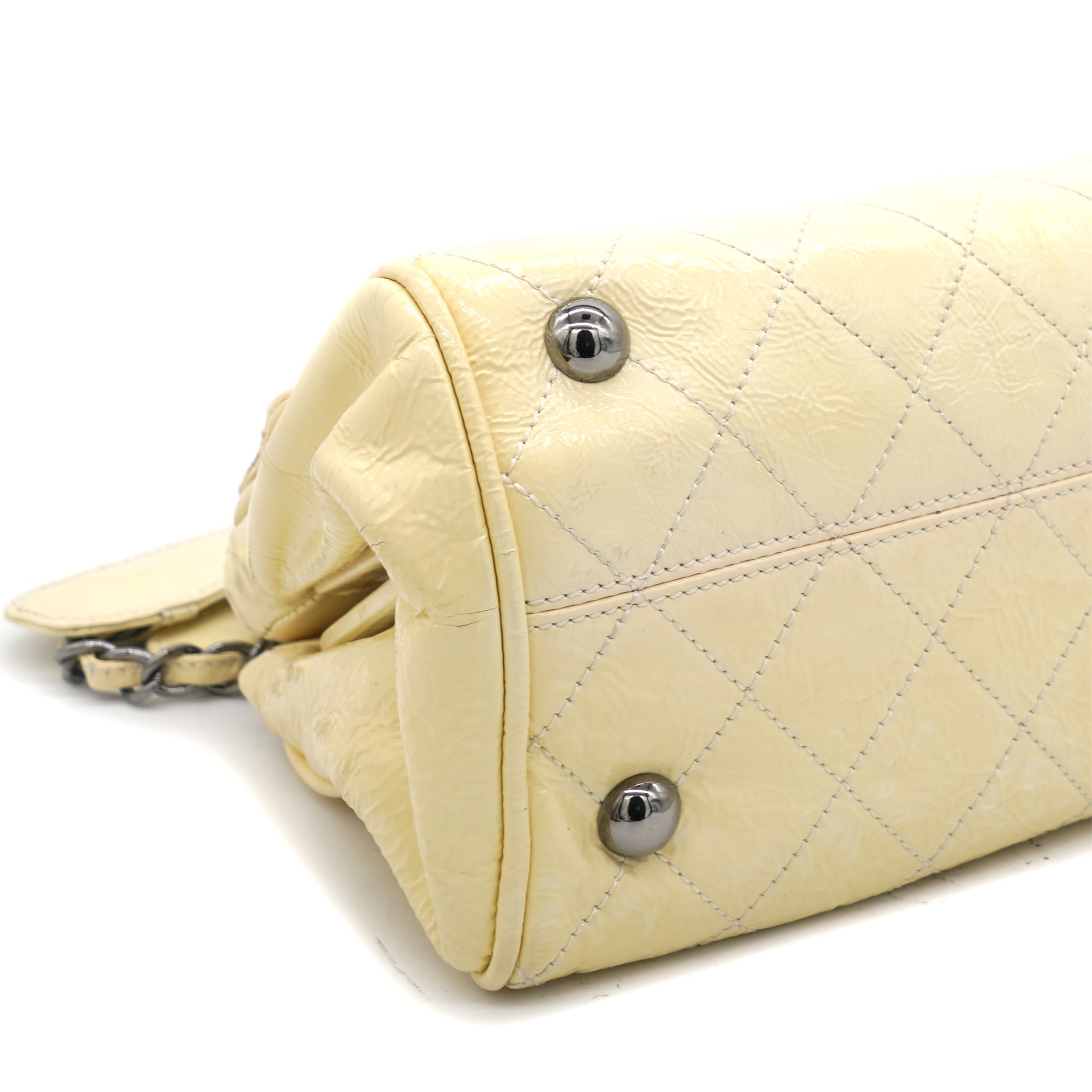 Yellow Leather Double Compartment Flap Shoulder Bag