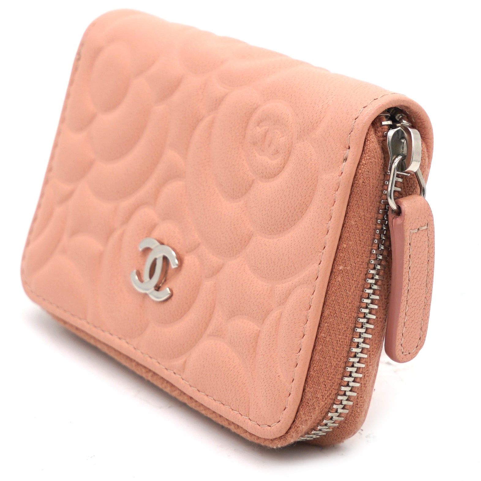 Chanel Zip Around Wallet Camellia Lambskin Small Red 18061990