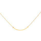 Yellow Gold Small T-Smile Pendant Necklace