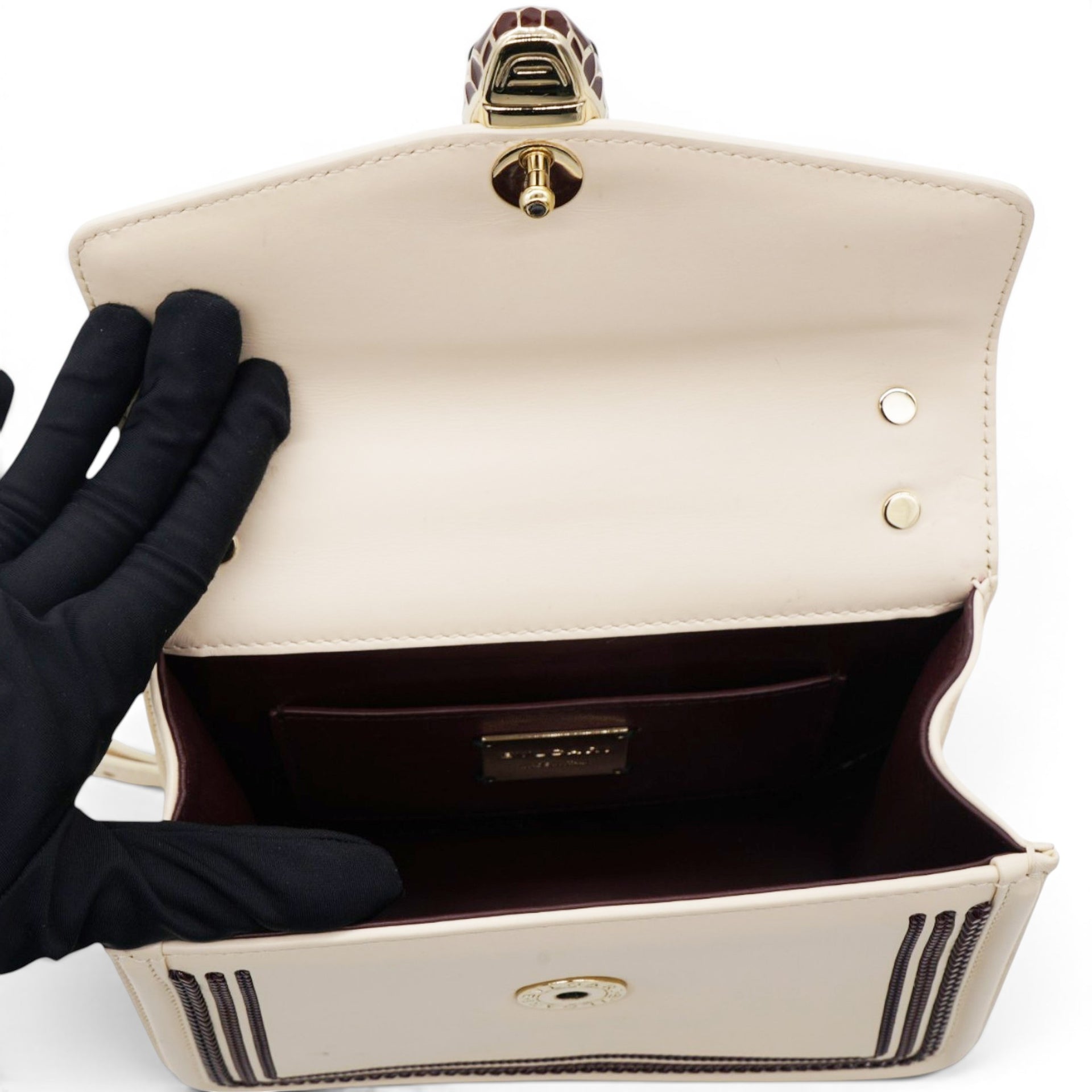Serpenti Leather Crossbody Bag In Beige