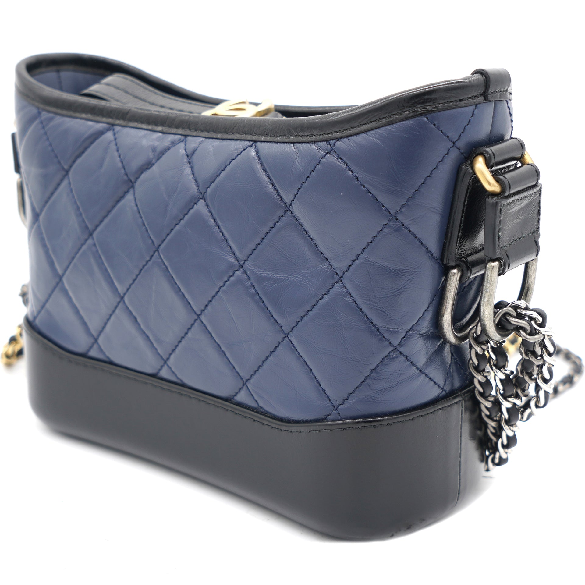 Chanel Aged Calfskin Quilted Small Gabrielle Hobo Navy Black – STYLISHTOP